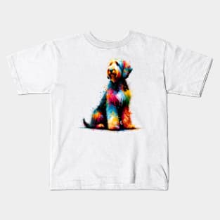 Vibrant Abstract Otterhound in Splashed Paint Art Kids T-Shirt